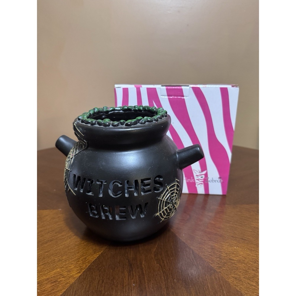 Pink Zebra Sprinkles Witches Brew Cauldron Shade Lamp Candle Halloween
